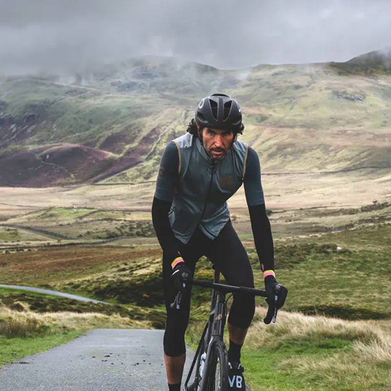 biker riding in the rain