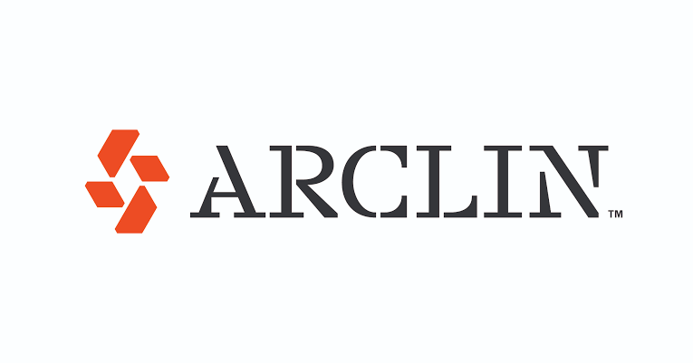 Logo featuring the word "ARCLIN" in bold black font, with an orange geometric shape to the left, set against a white background.