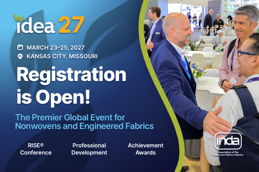A vibrant graphic featuring the text "Registration is Open!" with event details, showcasing a professional networking scenario.